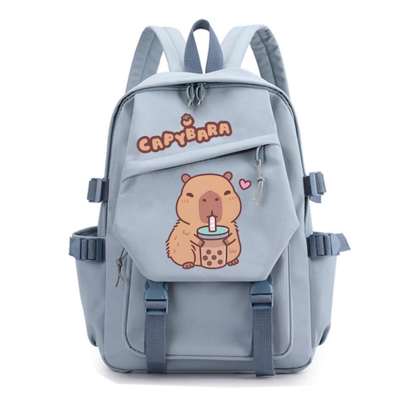 Capybara Cartoon School Backpack Teen Students Lightweight Nylon Dual-Shoulder Bag Campus Travel Study Unisex