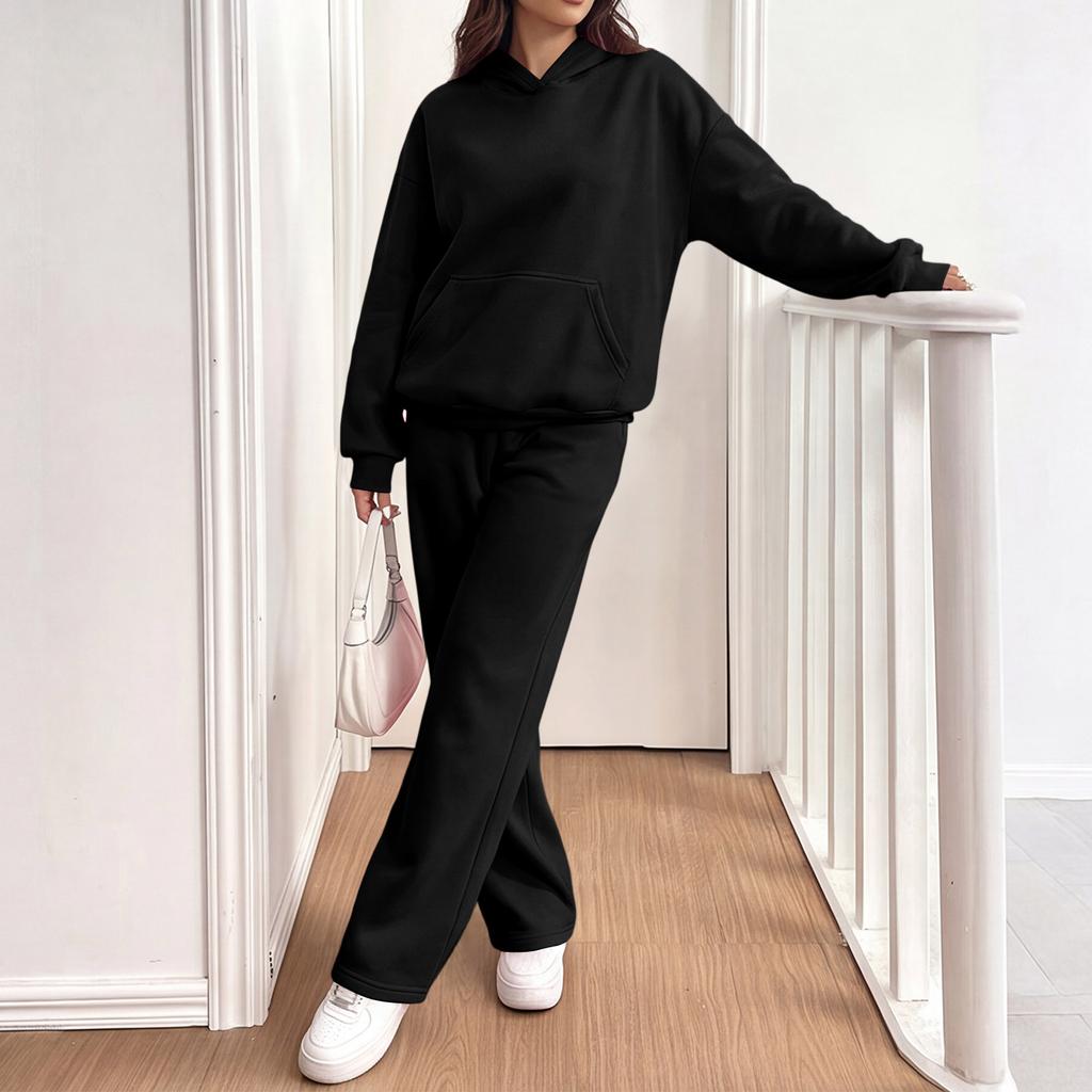Women's Casual Warm Hoodie and Jogger Set Tracksuit for Fall Winter