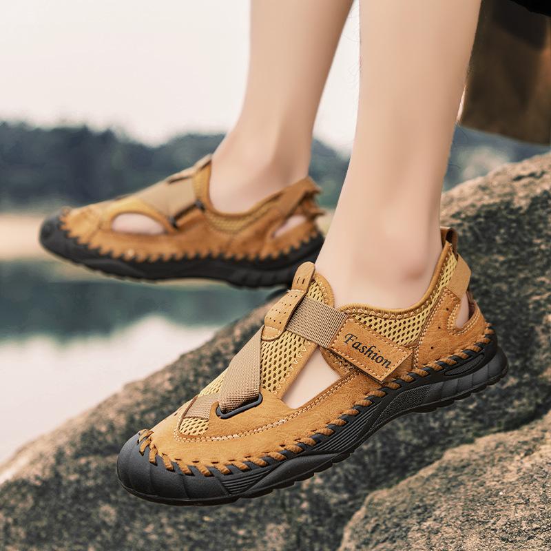 2025 Large Size Men's Shoes Hollow Casual Sandals Summer Foreign Trade Men's Outdoor Men's Leather Sandals Men