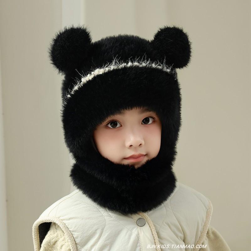 Kids Knitted Hat With Neck Warmer For Winter Girls Boys Warmth And Windproof