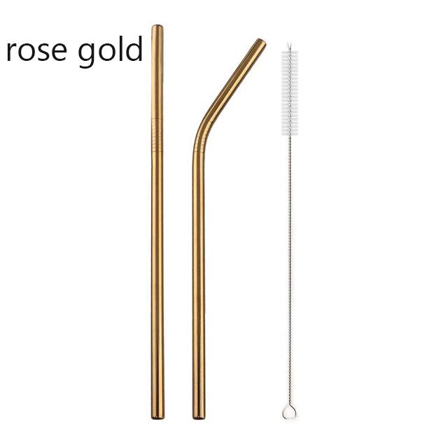 6mm 304 Stainless Steel Straw Metal Reusable Straws Straight Bent Drinking Straw With Case Cleaning Brush Set Party Bar Accessory