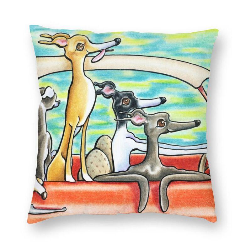 Windhund Kunst Silhouette Kissenbezug Sofa Heimdeko Whippet Quadratischer Kissenbezug