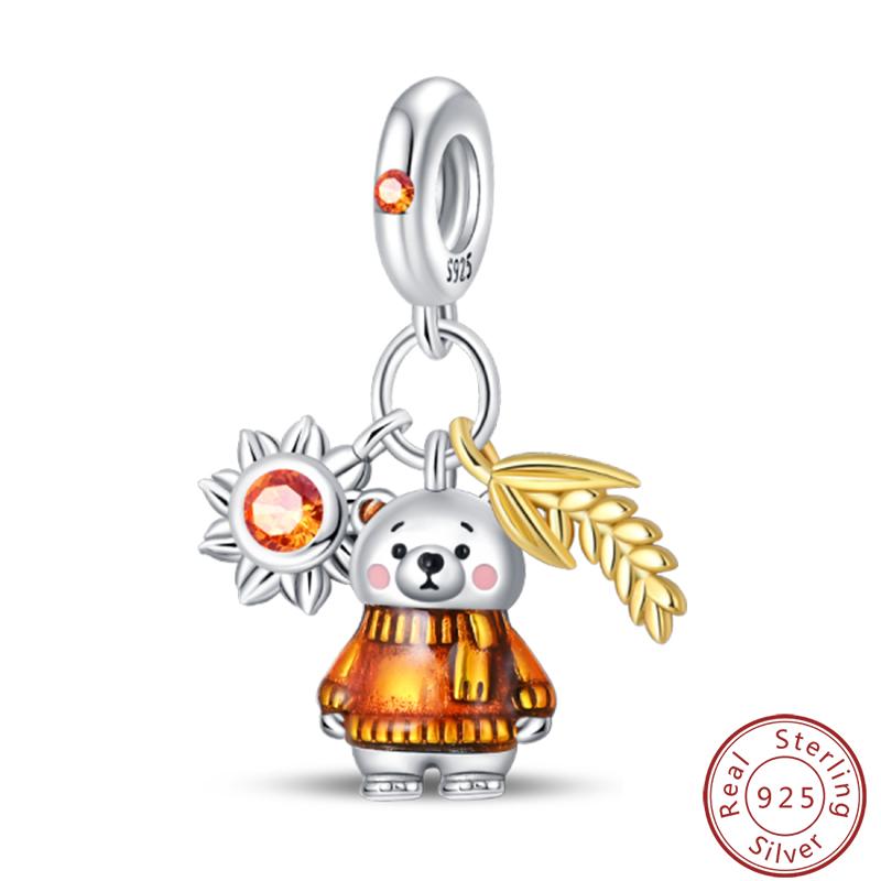 Süßes Kupfer Zirkuskleid Blumen Plüsch Junggesellenhut Bärenanhänger Perlen 3mm DIY Schmuck