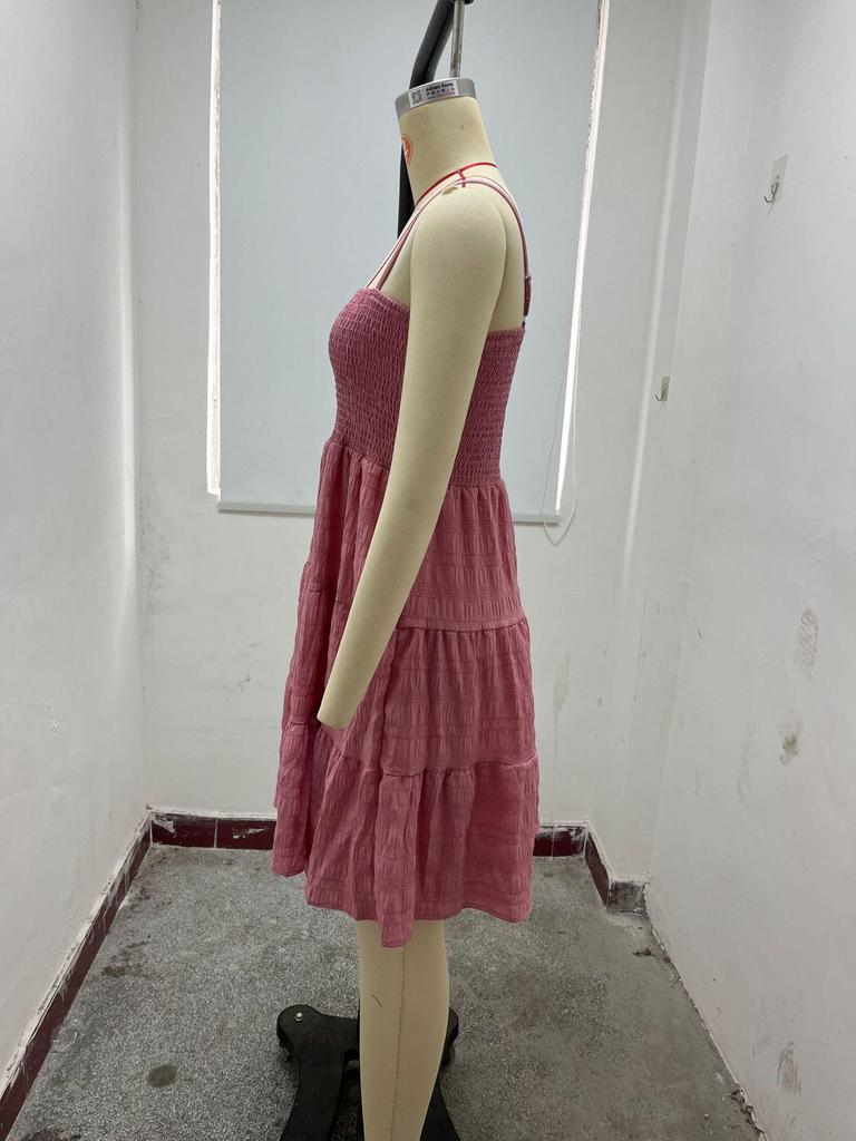 2024 One-Shoulder Solid Color Textured Dress - Versatile Summer Women's Fashion