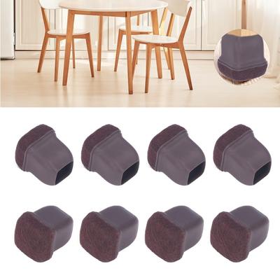8pcs Rectangle Shape Chair Leg Covers TPE Material Brown Color Floor Protectors Anti-Scratch Protectors Indoor Furniture