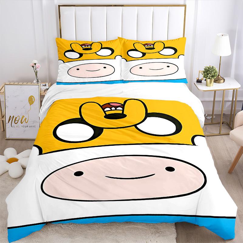 3pcs bedding set Adventure Time Finn Includes 1 Comforter + 2 Pillowcases, Without Pillow Inserts, Soft Comfortable, Lightweight Breathable,