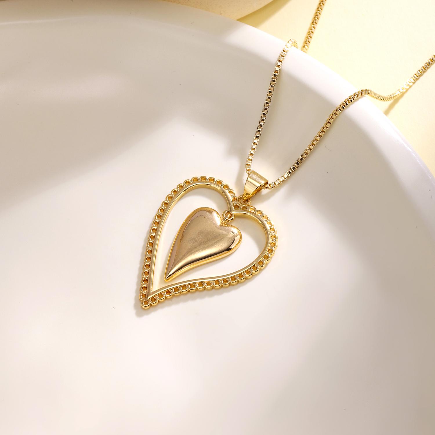 Nidin Trendy Pendant Necklace Bohemian Openwork Love Heart Layered Choker Copper Neck For Women Valentine s Day Jewelry Gifts