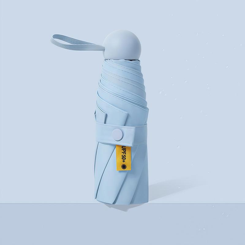 Compact Capsule Sun and Rain Umbrella: Thickened, UV-Protected, Dual-Use, Folding Black Glue Design