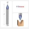 SpeTool 45 Degree V Bit 1/4 Inch Shank, 4-Flute TAC Coated Solid Carbide Chamfer End Mill for Caving V Groove and Sign