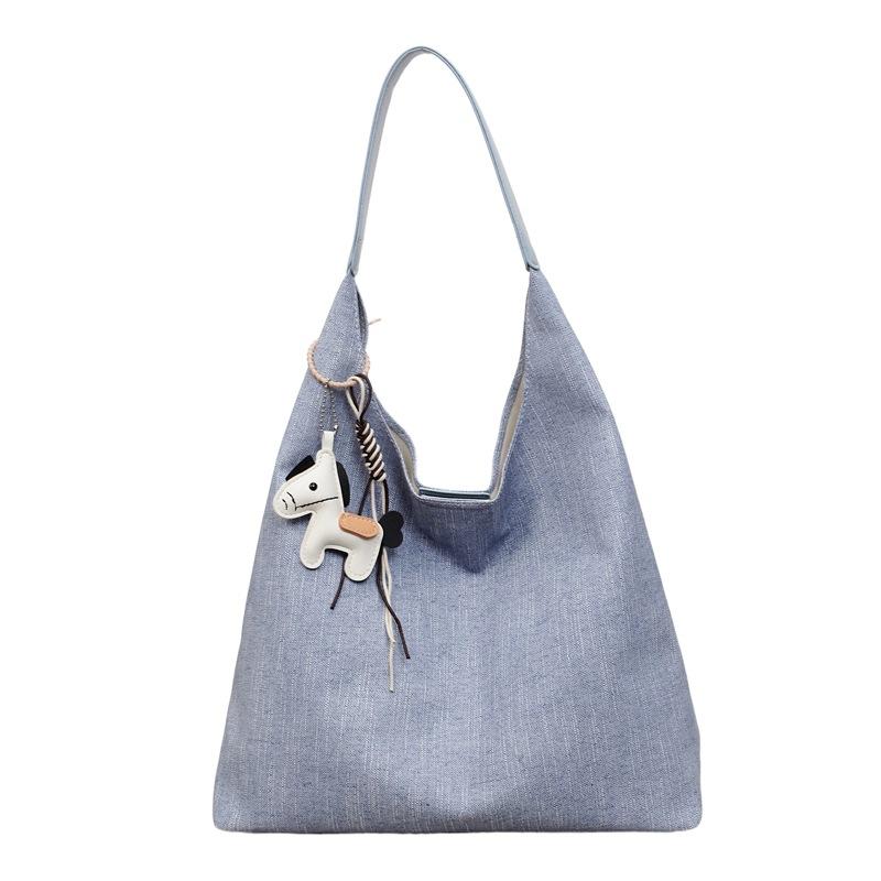 New Denim Shoulder Bags for Women Large Capacity Fashi Versatile Canvas Tote Bag Casual Minimalist Underarm Commuting Bag