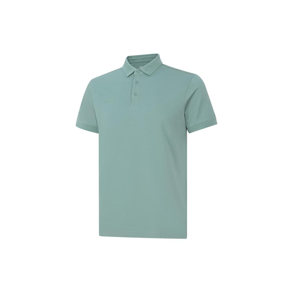 Li Ning Solid Color Moisture Wicking Quick Dry Sports Polo Shirt Men tops Lake-Green APLU195-5