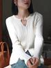 Women's Autumn/Winter Fine Wool Round Neck Hollow Stripe Long Sleeve Knitwear