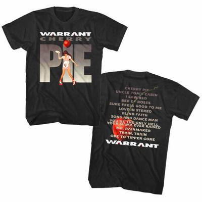 Warrant Cherry Pie Men's T Shirt Album Cover Art Song List Waitress Metal Band - Men's Summer Cotton Graphic Tee