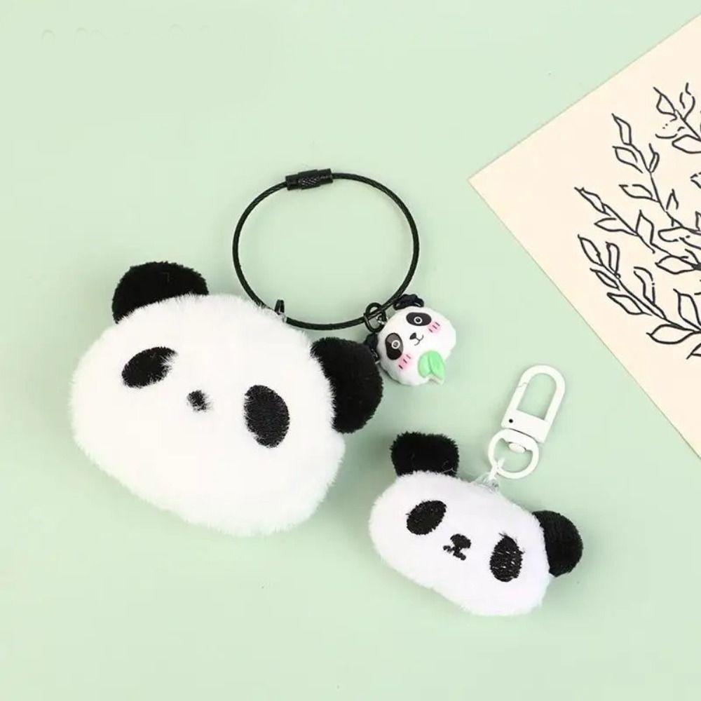 Cartoon Bamboo Tube Panda Keychain Cute Panda Keychain Kawaii Animal Pendant  Hanging Accessory