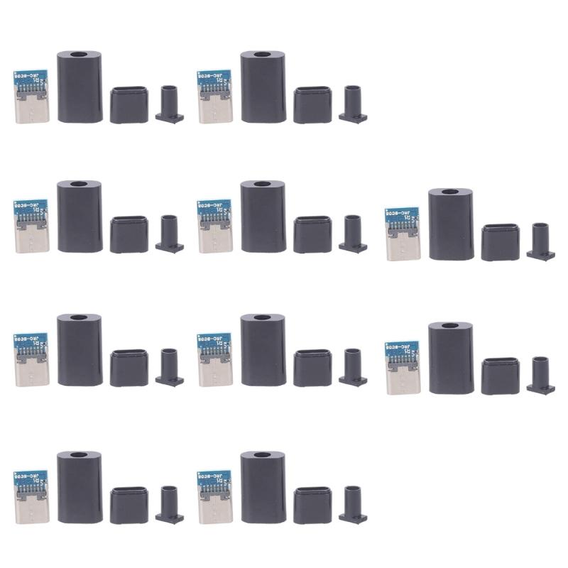 14Pin TypeC Female Port 4 Contacts Pad Integrated Resistors Female Plugs Sockets for Electronics Prototyping DIY Projects