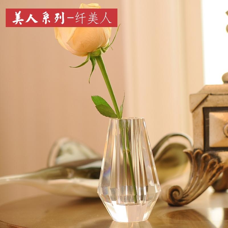 European Crystal Glass Small Vase, Fresh Tabletop Ornaments, Flower Plant, Transparent Bottle, Modern Home Decoration Accessorie