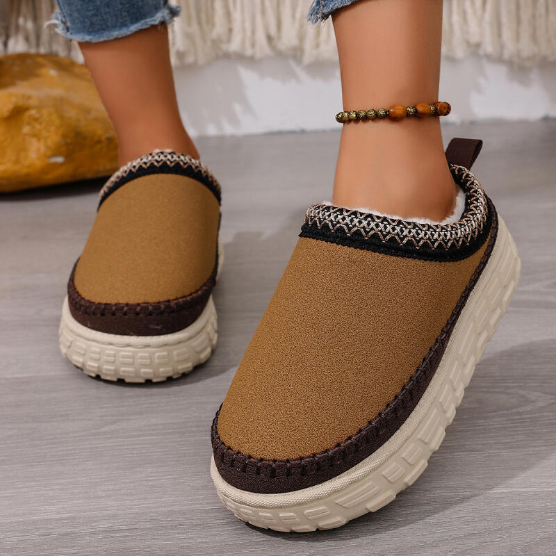 Fashion Women's Winter Embroidery Cotton Mules Slippers 2025 Soft Thick Bottom Indoor Slippers Warm Short Plush Designer Shoes for Woman