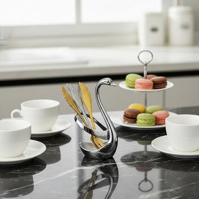 Service de couverts Cygne en Acier Inoxydable avec Fourchettes Cuillères Élégant Porte-Couverts Décoratif Embellir Organisateur Fourchette Cuillère Café