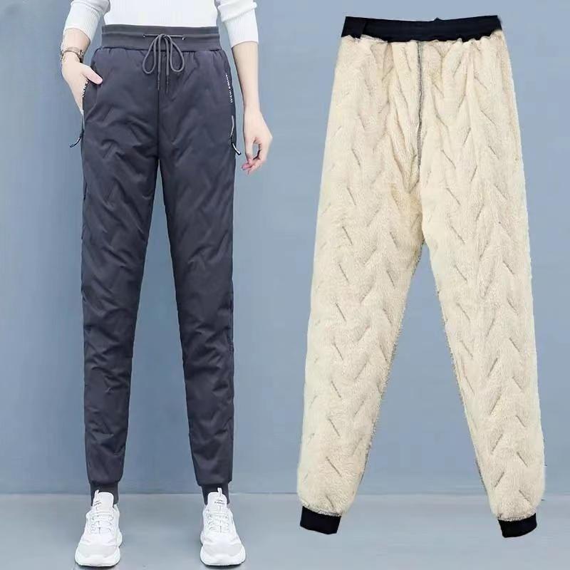2024 Damen Große Baumwoll-Winterhose: Plus Samt, Verdickt, Winddicht, Warmes Lammfell.