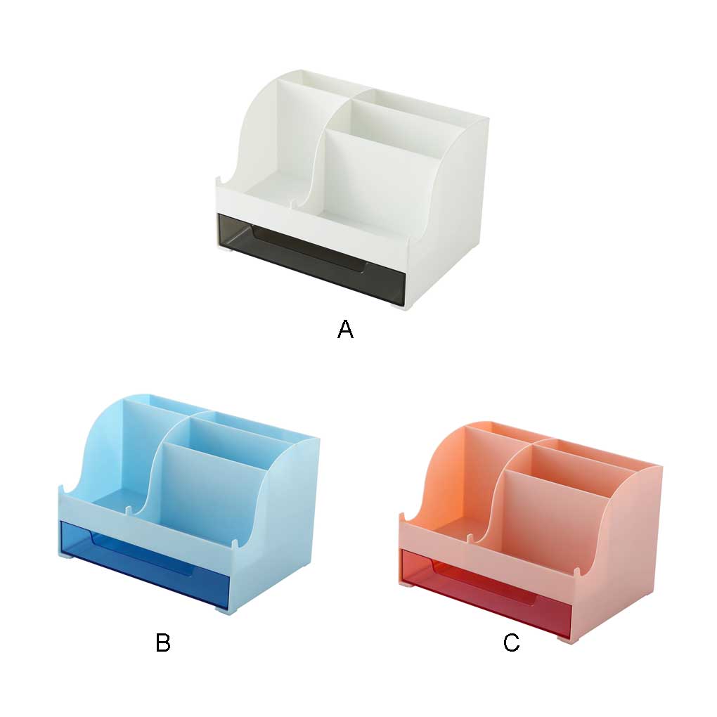 Remotes Pens Pencils Booklets Table Organizer with Drawer Home Office Makeup Tool Stationery Storage Box Phone Stand