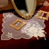 1Pc Photography Props Fresh Sweet Pearl Arts And Crafts Tea Table Mat Retro French Dust Cover Cloth Embroidered Flowers