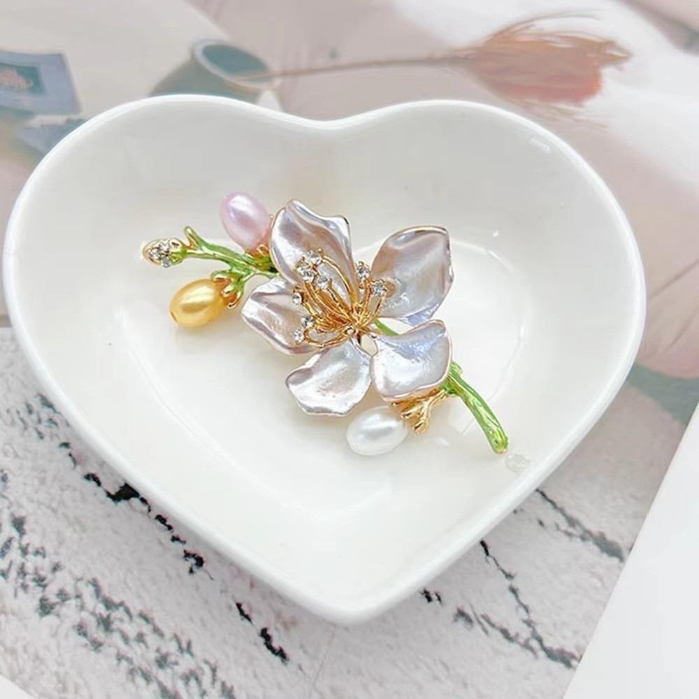 Imitation Pearls Jasmine Flower Brooch Multi-Occasion Wear Collar Lapel Pin Lapel Pin Accessories