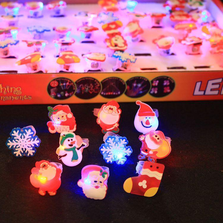 LED Luminous Christmas Ring Snowman Antlers Glow in Dark Finger Light for Xmas Party Children Adult Gift