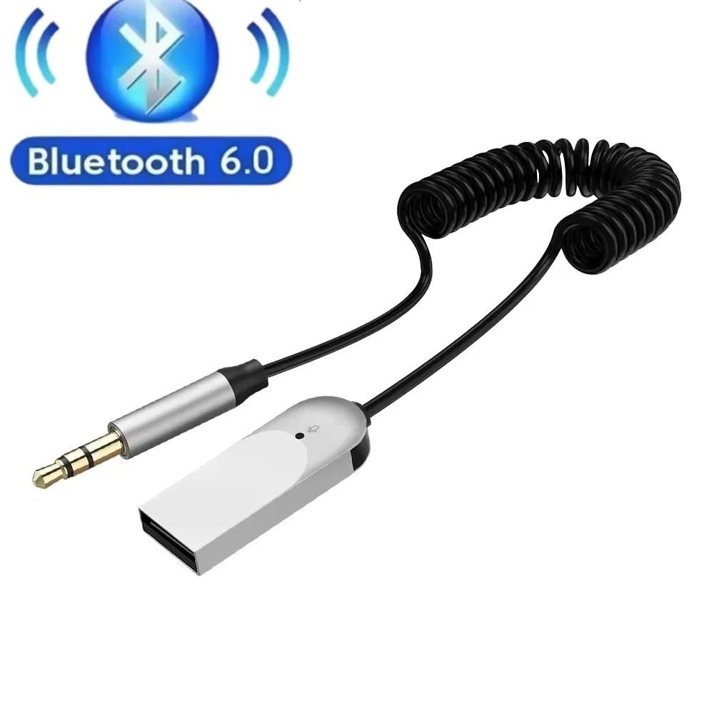 Bluetooth 6.0 Aux Adapter Wireless Car Bluetooth Receiver USB To 3.5mm Jack Audio Music Mic Handsfree for Car Kit Speaker