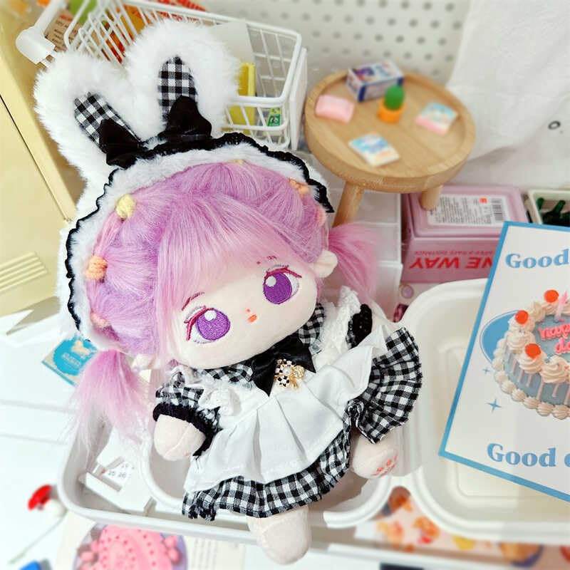 Gingham Check Dress & Bunny Ear Head Dress Set for Plush Toys [20cm] g.triger Oshi-Nui (Snuggle Toy) [Product]