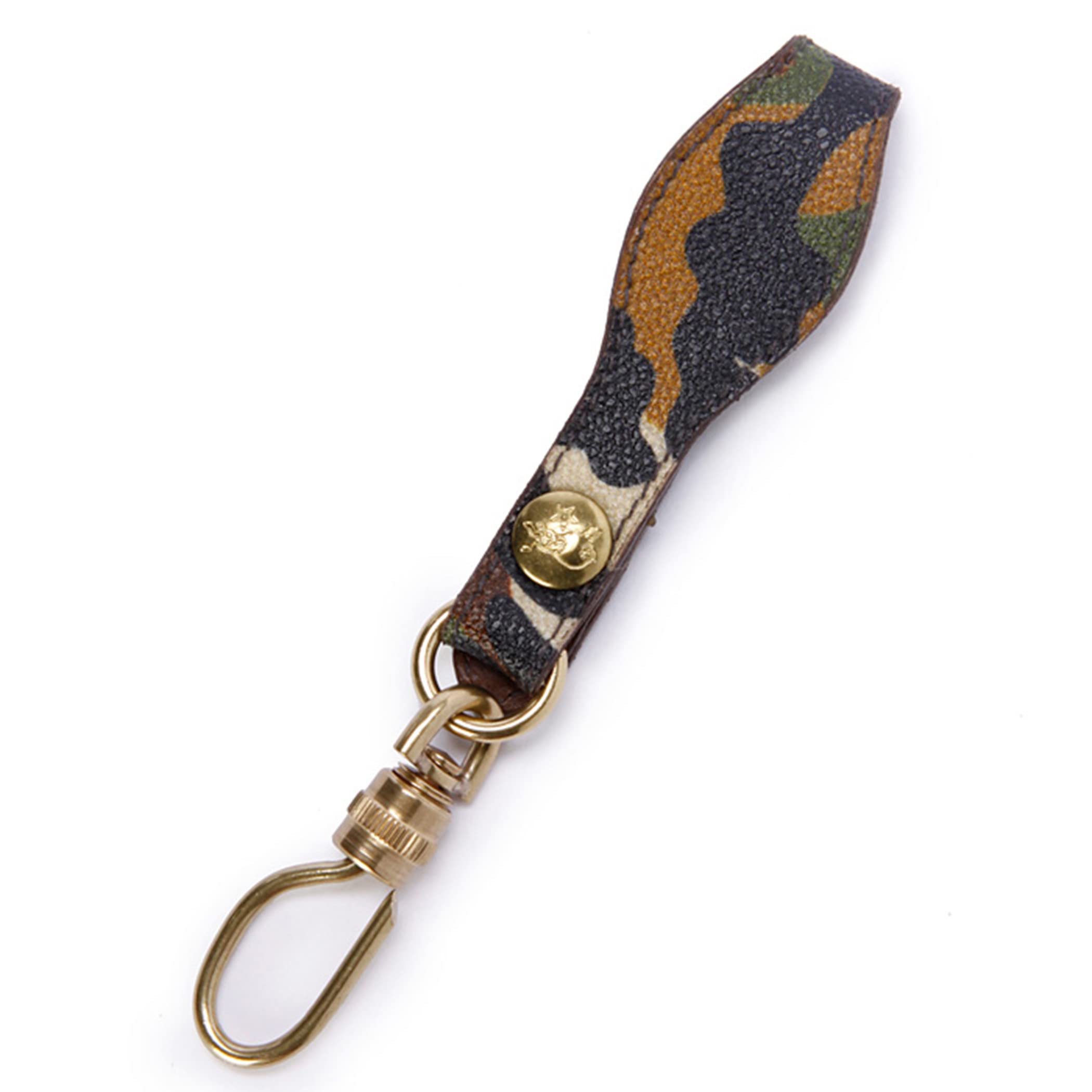 

IL BISONTE Genuine Leather Keychain Key Ring, Camouflage Pattern, Unisex, for Men and Women