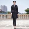 Women's Black Mid-length Padded Wool Blend Winter Coat