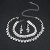 Bröllopstillbehör Tredelat Bröllopsmode Full Diamant Zirkon Vattendroppe Halsband Örhängen Bröllopstillbehör