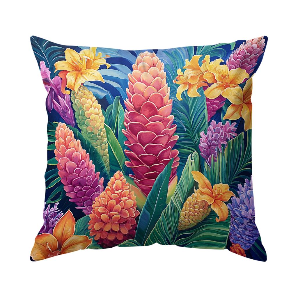 45X45Cm Tropical Plants Flowers Pillowcase Bedroom Sofa Cushion Cover 100% Polyester Living Room Cushion Pillowcase Home Decor