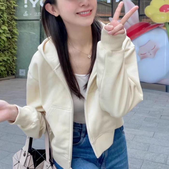 Spring/Autumn Korean Oversized Velvet Hoodie Cardigan - Stylish Zipper Sweatshirt