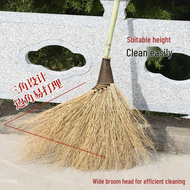 Bamboo Grass Broom - Large Widened Size for Household and Yard