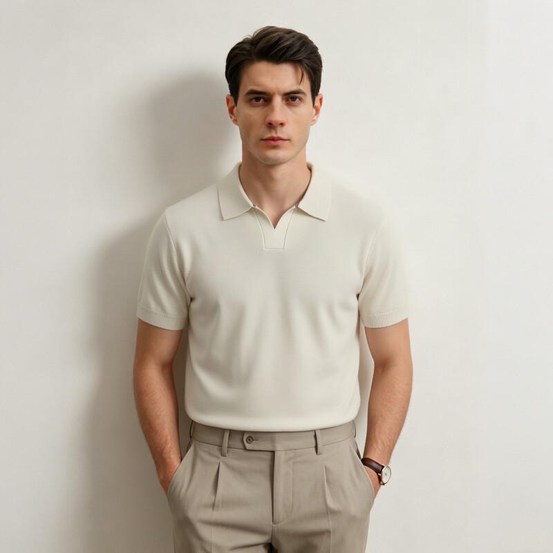 SHANSHAN Quiet Luxury Tencel Men's Polo Shirt