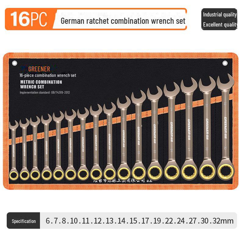 Conjunto de chaves catraca dupla finalidade Green Forest – nível industrial, duas vias, abertura pequena.