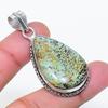 Natural Tibetan Turquoise Gemstone 925 Sterling Silver Pendant 1.89" AP-14965