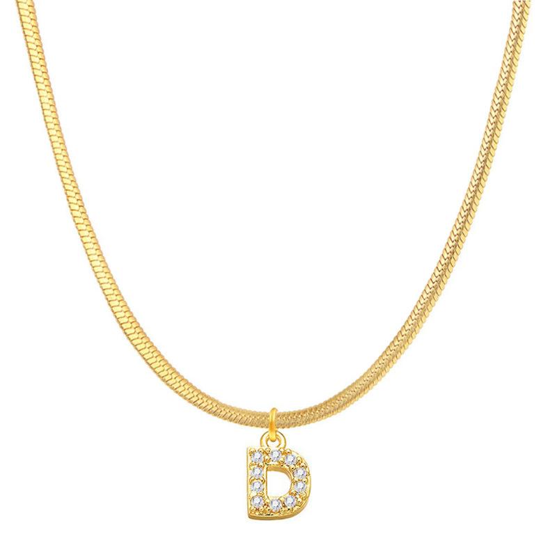 Letter Pendant Necklace in Wind Snake Bone Clavicle Chain Titanium Steel Necklace Zircon Pendant Necklace