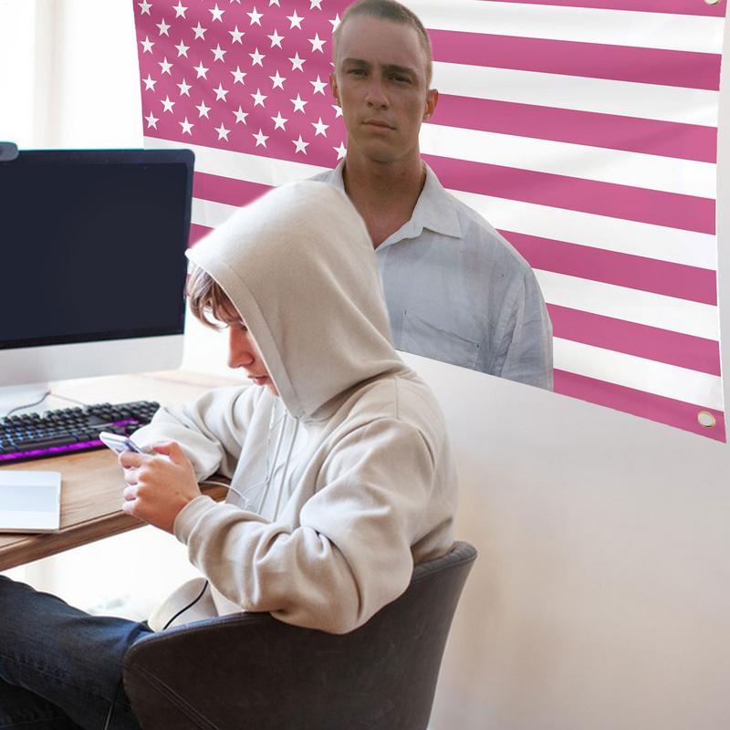 Drew Pink Amerikansk Flagg Starkey Gobelin Plakat Morsomt Banner For Hybel Soveromsvegg Høyskolefest Innendørs Utendørs Dekorasjoner