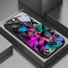 Colorful Hibiscus Leaves Pattern Tempered Glass Phone Case For iPhone 17 16 15 14 13 12 11 Pro Max 17 Air 7 8 Plus XR XS X Cover