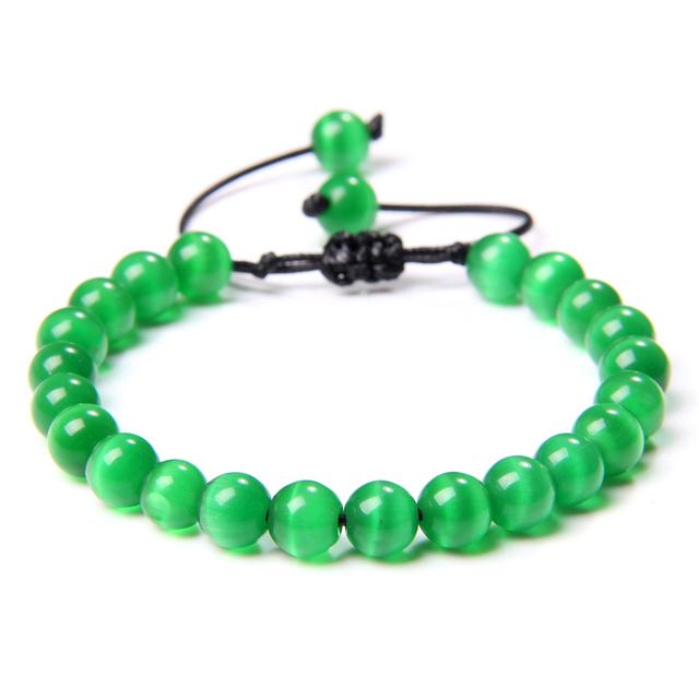 Pulseira trançada de pedra natural, jades verdes, turquesas africanas, contas, pulseiras de corda ajustáveis para homens e mulheres, presente criativo