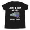 Just A Boy Who Loves Subway Trains Urabn City Train Lover Youth T-Shirt