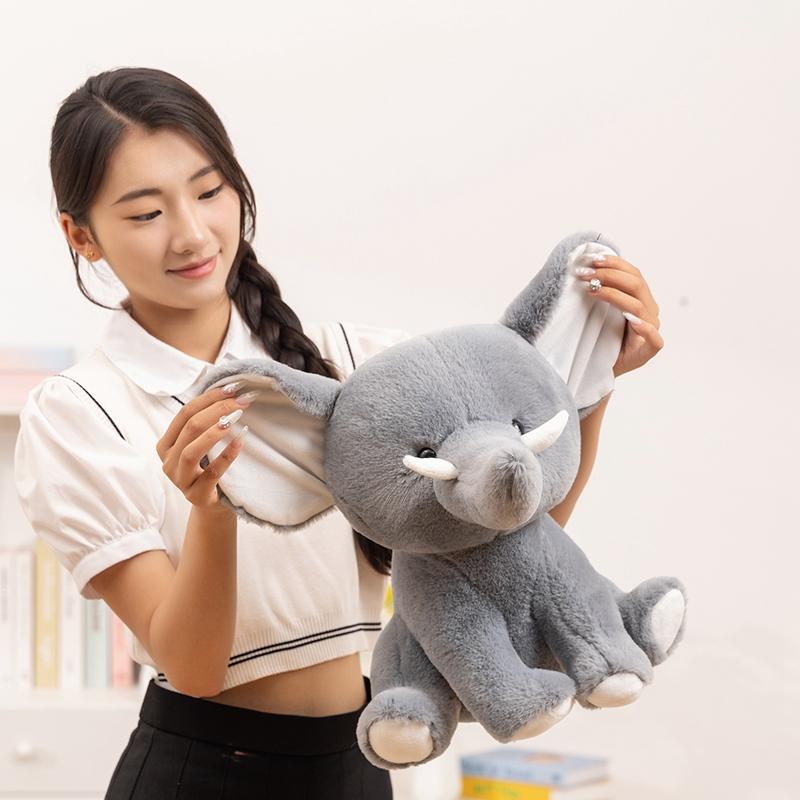 Big Ears Listening Baby Elephant Plush Toys Cozy Fluffy Siting Cartoon Elephant Doll Cuddly Kids Appease Doll Birthday Gift