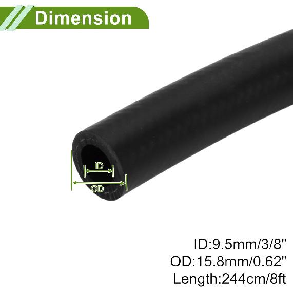 Universal 8ft Fuel Hose 3/8"ID Fuel Line Hose 0.62"OD Fuel Hose Vacuum Hose Automotive Fuel Hose NBR Rubber 1 Pcs
