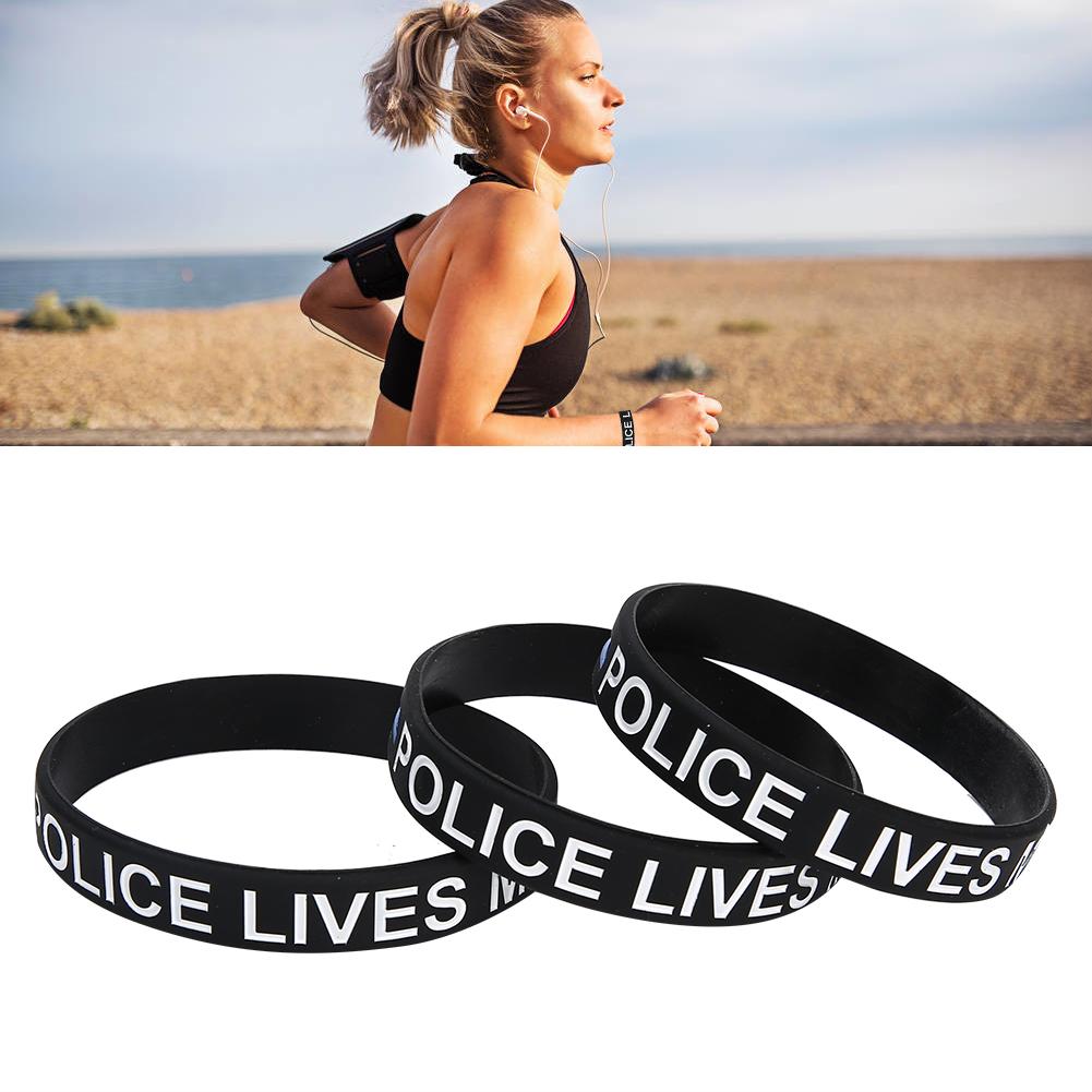 3 stuks Modieuze Siliconen Polsband Slijtvast Elastische Armband met Letter Decoratie