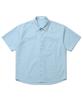 CONNECT KINLOCH Linen Hidden Button Short Sleeve Shirt (Blue)