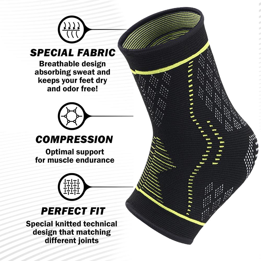 1Pair Ankle Brace Compression Support For Sprain Tendonitis Fasciitis Recovery Running Basketball Sports