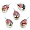5pcs/lot 18.5*34mm Crystal Glass Real Dried Flower Water Droplet Pendants for DIY Handmade Jewelry Bracelet Necklace Accessories