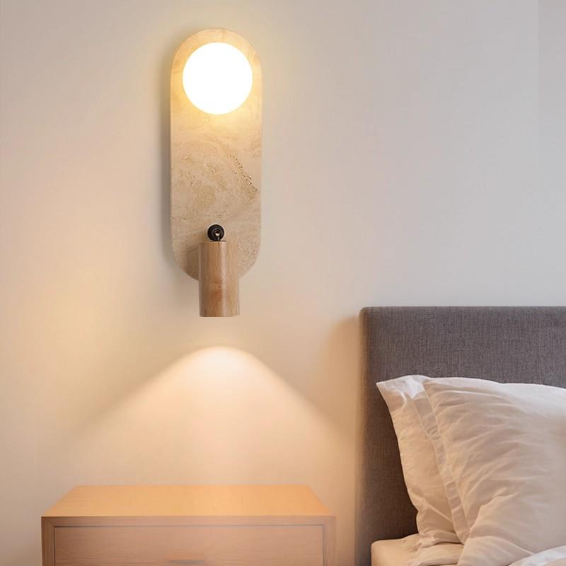 Yellow Travertine Wabi-Sabi Wall Lamp for Bedroom, Hotel, or Corridor